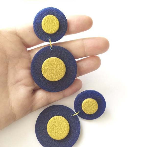 Blue and gold magnet - πηλός, κρεμαστά - 2