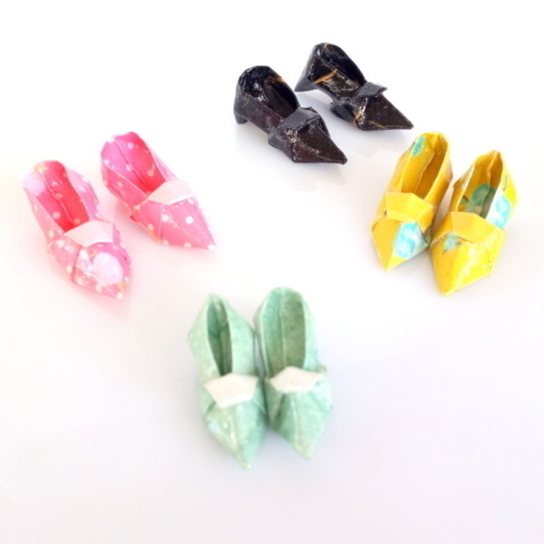 Παπουτσάκια φιστικί σκουλαρίκια Origami - επάργυρα, χαρτί, πέτρες, κρεμαστά - 4