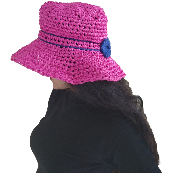 Ψάθινο καπέλο με διακοσμητικό πλεκτό φιόγκο.One size - ψάθινα - 4