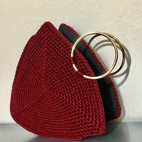 Τριγωνική τσάντα - χειρός, πλεκτές τσάντες - 3