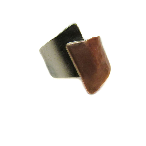 Minimal Δαχτυλίδι Chevalier από Ασήμι 925 & Χαλκό - ασήμι, μοντέρνο, chevalier, χαλκός, χαλκός, δαχτυλίδι - 3