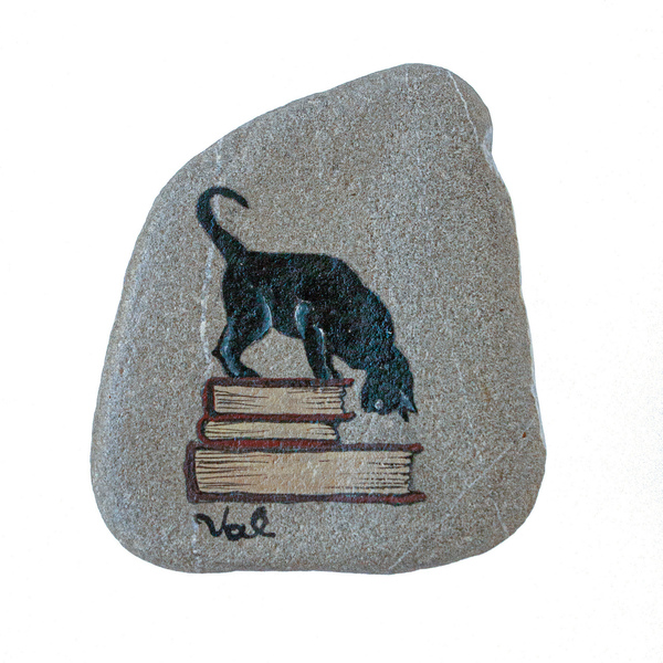 Γάτα - ζωγραφισμένα στο χέρι, πέτρα, δώρο, διακοσμητικές πέτρες