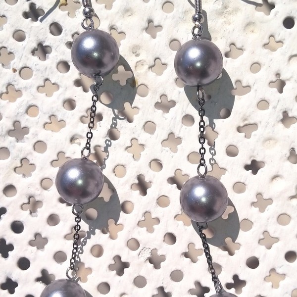 Pearl jam earrings - μπρούντζος, κρεμαστά, πέρλες