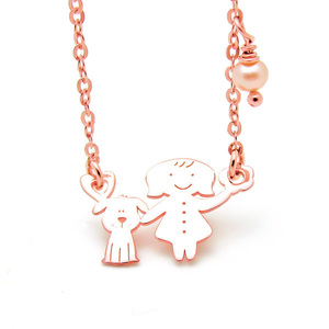 Kολιέ Κορίτσι Σκύλος Μαργαριτάρι Ασήμι 925 - πέρλες, minimal, δώρα γενεθλίων, charms