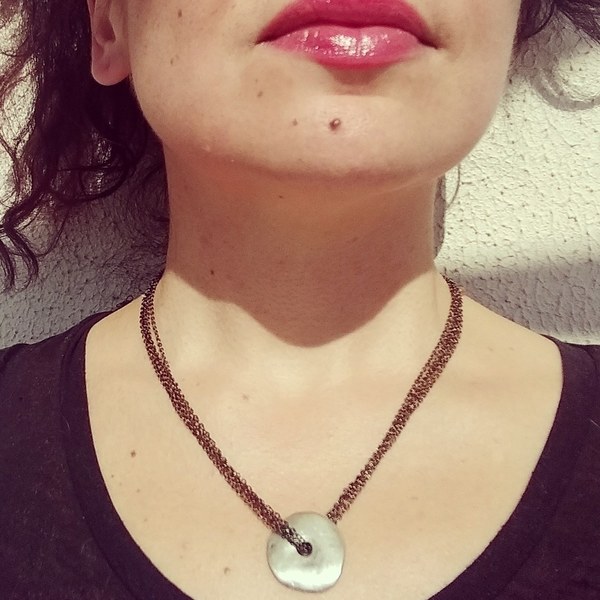 Minimal chic necklace - επάργυρα, κοντά, μπρούντζος - 2