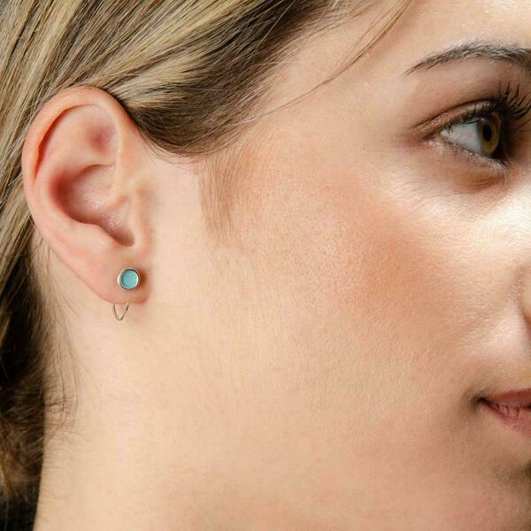 Huggie hoop earrings σκουλαρίκια μικροί κρίκοι με σμάλτο - ασήμι, σμάλτος, καρφωτά, μικρά