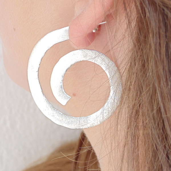 Spiral hoop earrings/Σπιράλ κρίκοι σε ασήμι 925 - ασήμι, κρίκοι, μεγάλα - 5
