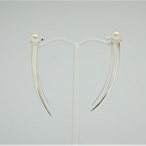 Pearl climber earrings Σκουλαρίκια με μαργαριτάρι σε ασήμι 925 - ασήμι, πέρλες - 4