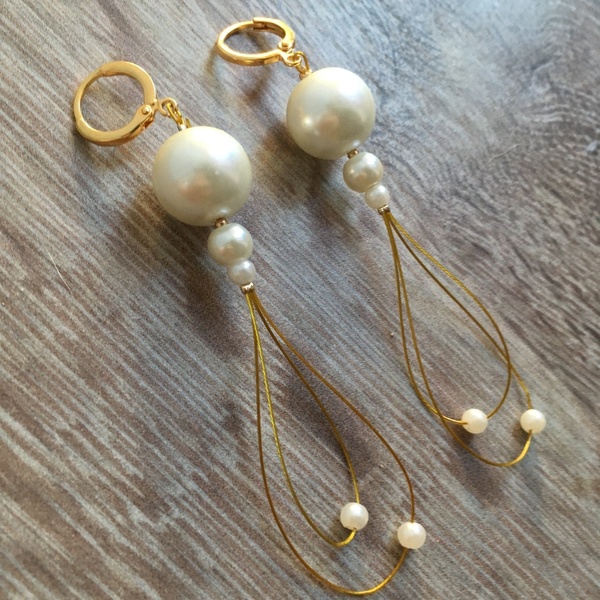 Χειροποίητα σκουλαρίκια κρίκοι με πέρλες σε διαφορά μεγέθη - πέρλες, faux bijoux - 5