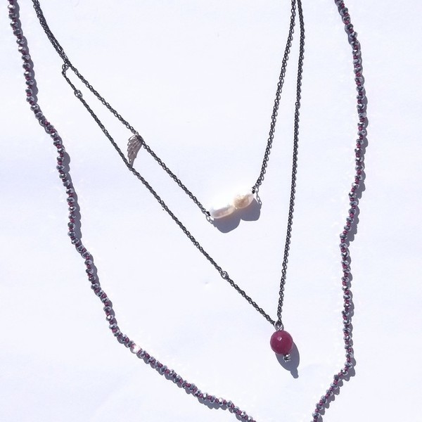 Minimal chic necklace - ασήμι 925, επάργυρα, μακριά, μπρούντζος, πέρλες