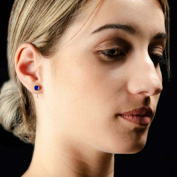 Huggie hoop earrings σκουλαρίκια μικροί κρίκοι που αγκαλιάζουν το αυτί - ασήμι, σμάλτος, κρεμαστά - 3