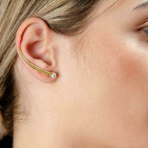 Pearl climber earrings Σκουλαρίκια με μαργαριτάρι σε ασήμι 925 - ασήμι, πέρλες