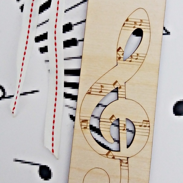 ΝΕW wood collection , σελιδοδείκτης "Μusic" - ξύλο, σελιδοδείκτες, δωράκι, unisex - 4