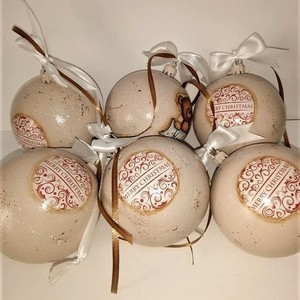 Χριστουγεννιάτικες Μπάλες - Σετ 6τεμ. (D=8cm)..Χριστουγεννιάτικες Πλαστικές Μπάλες....Χριστουγεννιάτικα Στολίδια χειροποιητα - vintage, χειροποίητα, δώρα για παιδιά, χριστουγεννιάτικα δώρα, στολίδια, μπάλες - 5