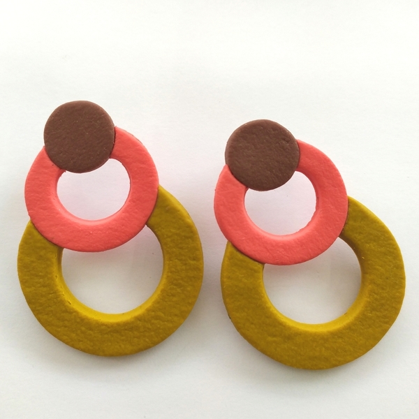 Polymer clay earrings - κρεμαστά, μεγάλα, μεγάλα