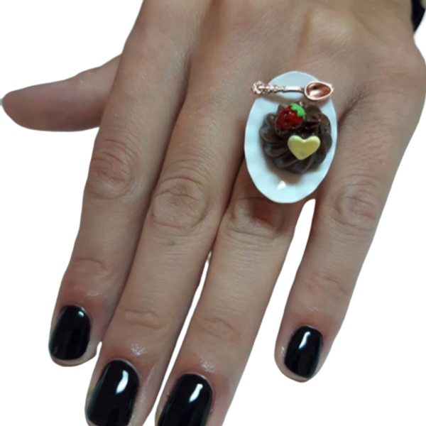 Χειροποίητο δαχτυλίδι sweet - μεγάλα, επιροδιωμένα, αυξομειούμενα, φθηνά - 3