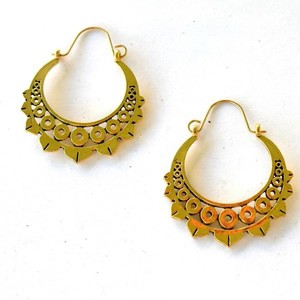 brass earrings - vintage, κρίκοι, boho, μπρούντζος