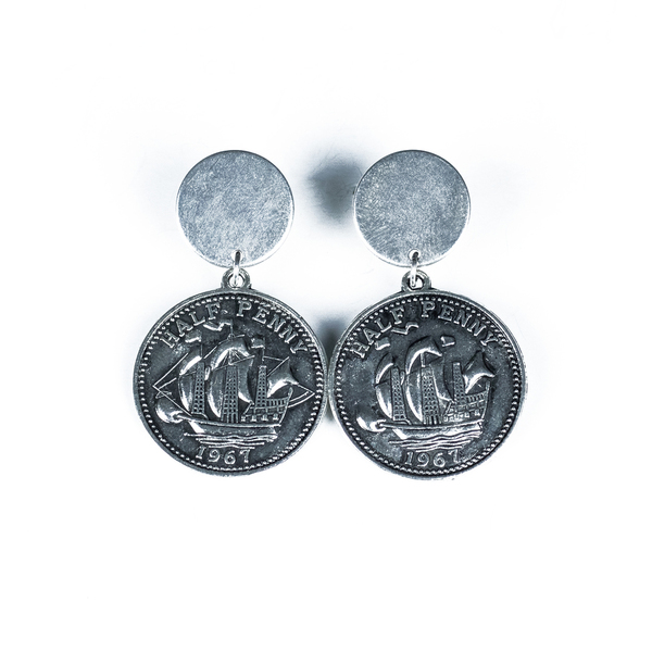 Boho σκουλαρίκια με νομίσματα - καρφωτά, boho, φλουριά, faux bijoux
