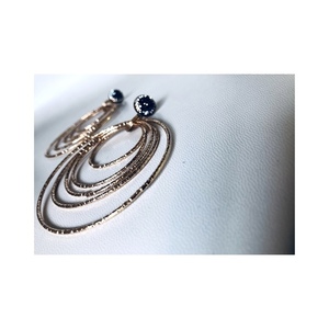 Marcasite hoop earrings - statement, επιχρυσωμένα, κρίκοι, μακριά, must αξεσουάρ, μεγάλα - 2