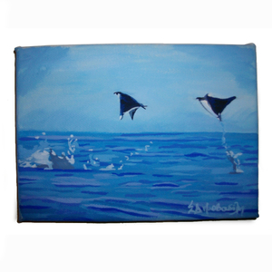 Μικρός πίνακας ζωγραφικής με θαλασσινή παράσταση - πίνακες & κάδρα, ψάρι, πίνακες ζωγραφικής