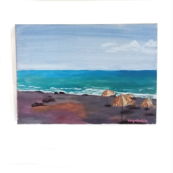 Πίνακας ζωγραφικής σε καμβά με παραλία και θάλασσα - ζωγραφισμένα στο χέρι, πίνακες & κάδρα, παραλία, πίνακες ζωγραφικής