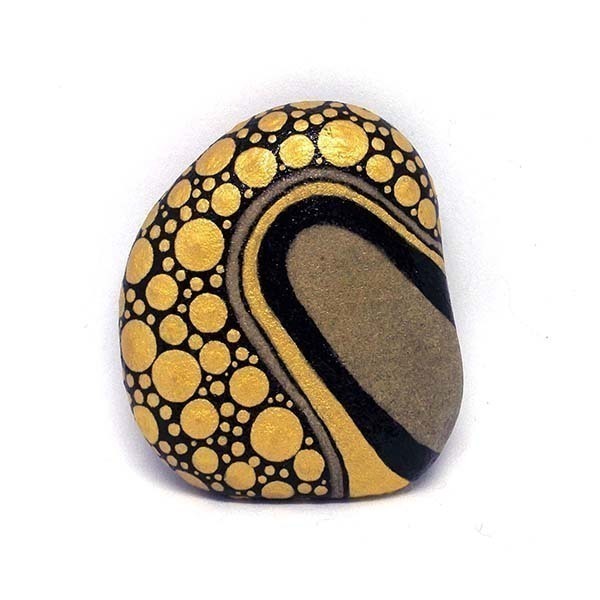 Abstract χρυσό, ζωγραφισμένο σε φυσική πέτρα θαλάσσης - πέτρα, διακόσμηση, διακοσμητικές πέτρες