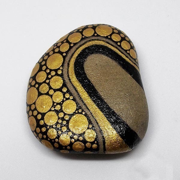 Abstract χρυσό, ζωγραφισμένο σε φυσική πέτρα θαλάσσης - πέτρα, διακόσμηση, διακοσμητικές πέτρες - 4
