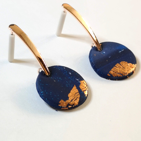 Blue and copper minimal design 9 - ορείχαλκος, minimal, κρεμαστά - 3