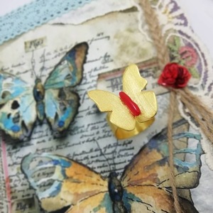 madame butterfly - ημιπολύτιμες πέτρες, κοράλλι, επιχρυσωμένα, σταθερά, φθηνά - 4