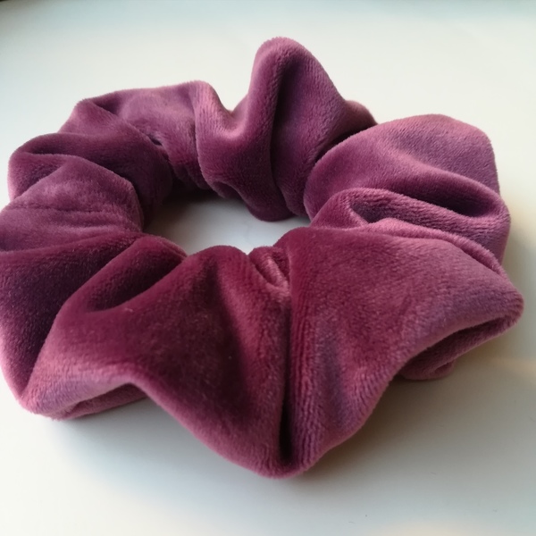 scrunchie "purple" - βελούδο, λαστιχάκια μαλλιών - 2
