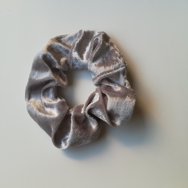 scrunchie "light grey" - βελούδο, λαστιχάκια μαλλιών