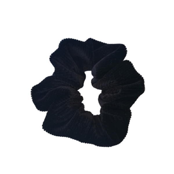 scrunchie "striped black " - βελούδο, λαστιχάκια μαλλιών - 2