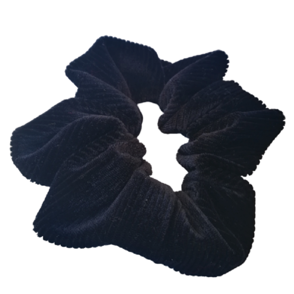 scrunchie "striped black " - βελούδο, λαστιχάκια μαλλιών