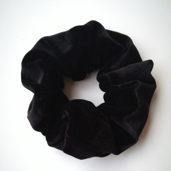 scrunchie "black soft" - βελούδο, λαστιχάκια μαλλιών
