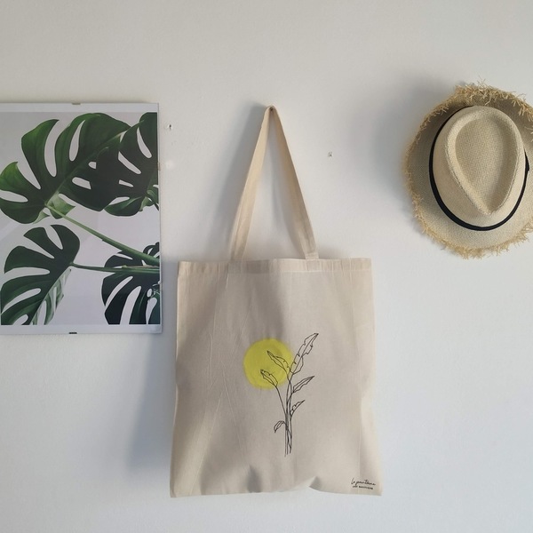 Hawaiian bag | Πάνινη οικολογική τσάντα - ύφασμα, ώμου, μεγάλες, all day, tote, πάνινες τσάντες, μικρές, μικρές, φθηνές - 2