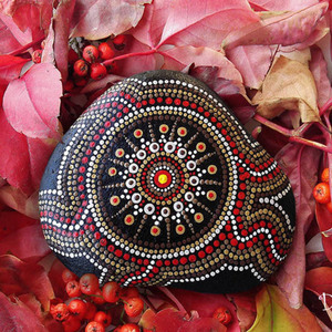 Mandala, ζωγραφισμένο σε μεγάλη φυσική πέτρα θαλάσσης - ζωγραφισμένα στο χέρι, πέτρα, mandala, διακοσμητικές πέτρες - 2