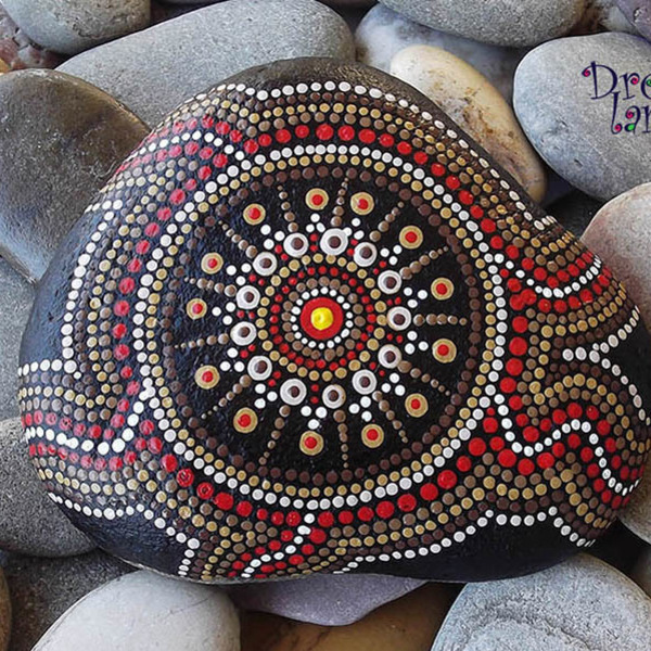Mandala, ζωγραφισμένο σε μεγάλη φυσική πέτρα θαλάσσης - ζωγραφισμένα στο χέρι, πέτρα, διακοσμητικές πέτρες - 3