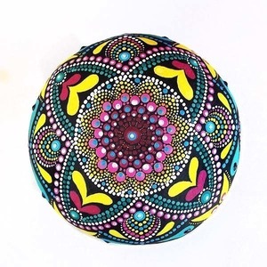 Διακοσμητική πέτρα πολύχρωμο λουλούδι mandala 13x13,5x7 εκ. - ζωγραφισμένα στο χέρι, πέτρα, boho, Black Friday, διακοσμητικές πέτρες