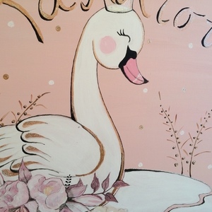 40*50 Παιδικός πίνακας με όνομα "Swan" - κορίτσι, όνομα - μονόγραμμα, μαμά, δωμάτιο παιδιών, προσωποποιημένα, παιδικοί πίνακες - 4
