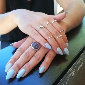Ασημένια μίνιμαλ δαχτυλίδια σετ.sterling silver 925 - ασήμι, χειροποίητα, minimal, βεράκια, σετ, boho, σταθερά, φθηνά - 5