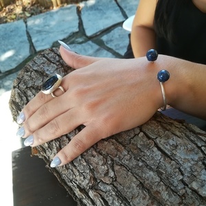 Βραχιόλι bungle από ασήμι 925 , με lapis lazouli. - ασήμι, boho, χεριού, χειροπέδες, αυξομειούμενα - 2