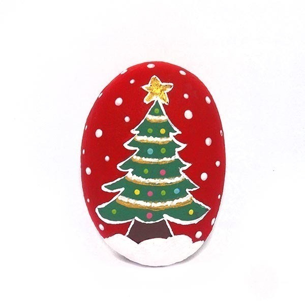 Χριστουγεννιάτικη διακοσμητική πέτρα Έλατο 7x5x2,5 εκ. - δώρο, διακόσμηση, χριστουγεννιάτικο δέντρο, διακοσμητικά, χριστουγεννιάτικα δώρα, δέντρο