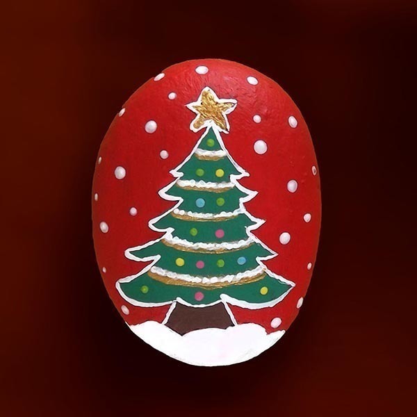 Χριστουγεννιάτικη διακοσμητική πέτρα Έλατο 7x5x2,5 εκ. - δώρο, διακόσμηση, χριστουγεννιάτικο δέντρο, διακοσμητικά, χριστουγεννιάτικα δώρα, δέντρο - 2