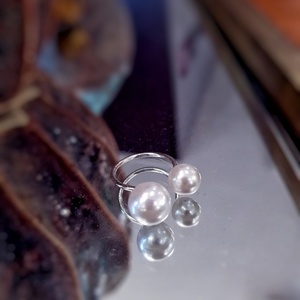 Pearl ring - μαργαριτάρι, επάργυρα, μικρά, αυξομειούμενα, φθηνά