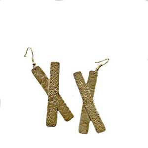 Goldplated handmade earrings/ Σφυρίλατο επίχρυσο σκουλαρίκι - επιχρυσωμένα, αλπακάς, μακριά, κρεμαστά, faux bijoux - 3