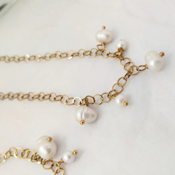 Κολιέ "pearls" - μαργαριτάρι, επιχρυσωμένα, κοντά, πέρλες, φθηνά