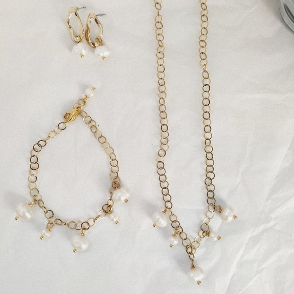 Κολιέ "pearls" - μαργαριτάρι, επιχρυσωμένα, κοντά, πέρλες, φθηνά - 2