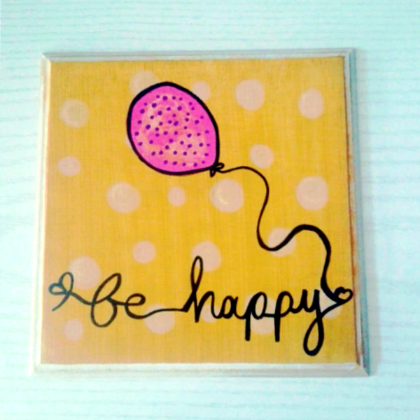 Κάδρο "Be happy" - πίνακες & κάδρα, δώρο, διακόσμηση