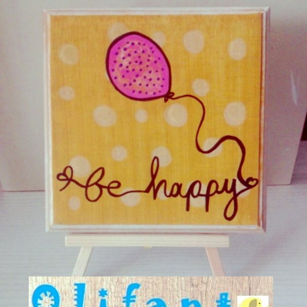 Κάδρο "Be happy" - πίνακες & κάδρα, δώρο, διακόσμηση - 2