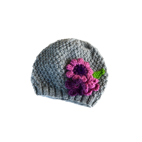 Βρεφικός Σκούφος με Λουλούδια - λουλούδια, λουλουδάτο, για παιδιά, σκουφάκια